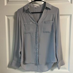 Express The Portofino Shirt Slim Fit Light Gray Button-Down Shirt